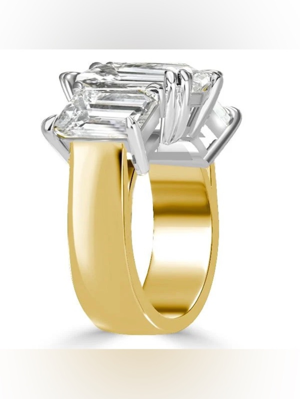Italo Emerald Cut Engagement Ring Three Stone Ring Affordable